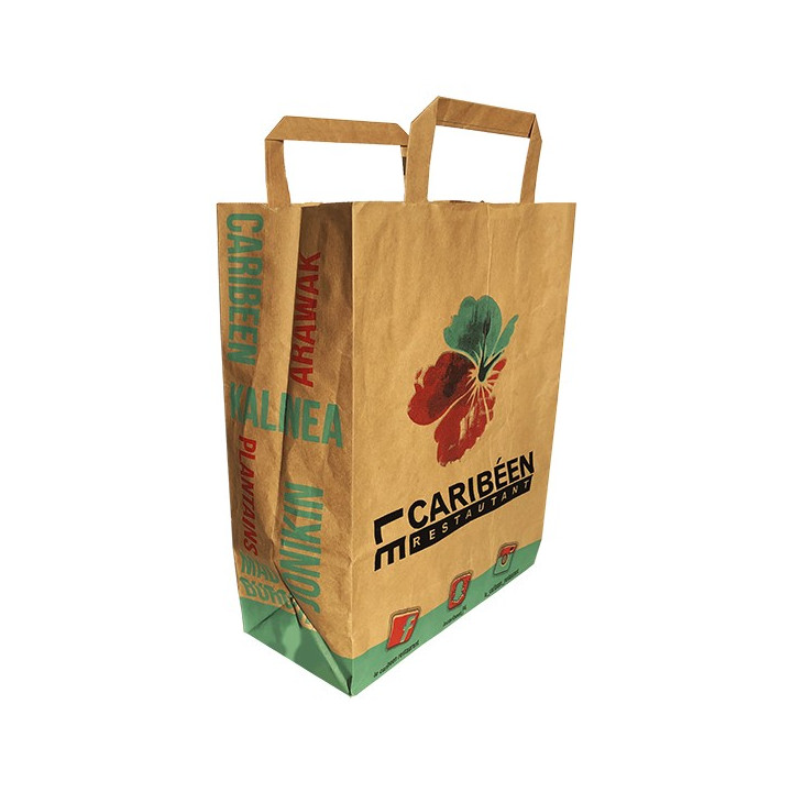 Sac cabas kraft plat personnalisé brun