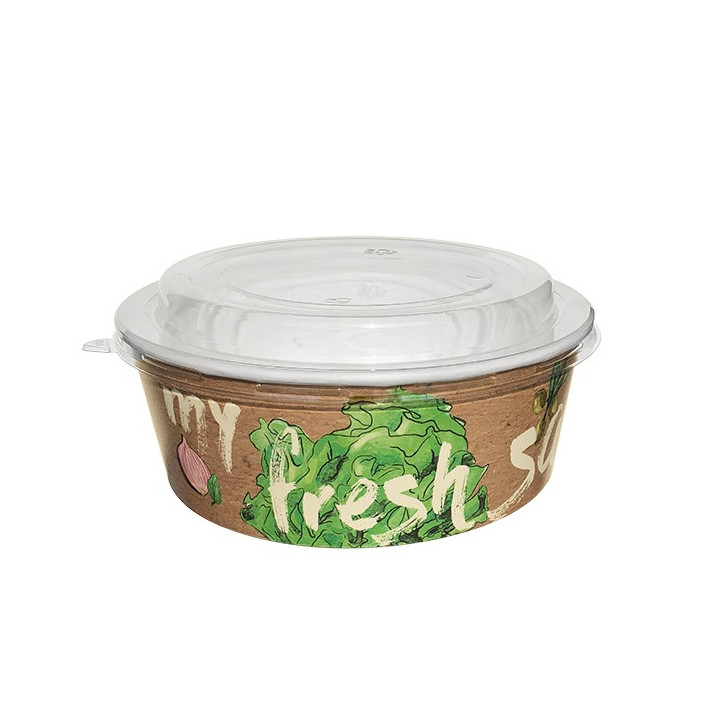 Bol salade carton personnalisé + couvercle fermé