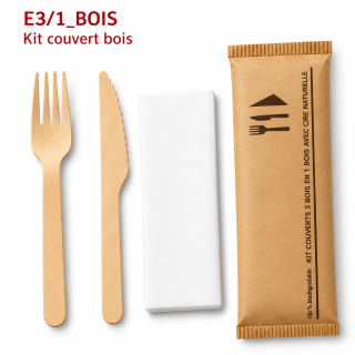 Kit Couverts bois 3 en 1 - Le Bon Emballage