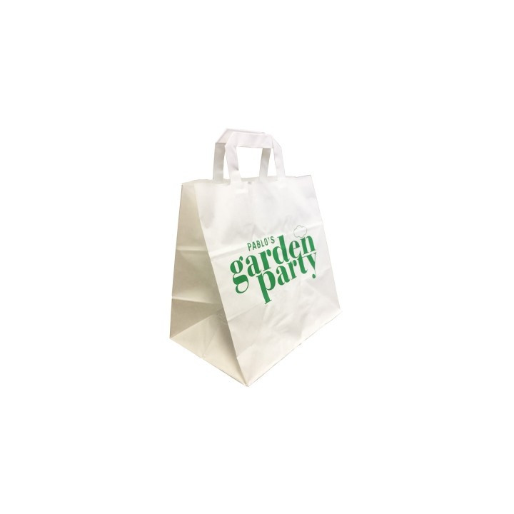 Sac cabas kraft plat personnalisé blanc
