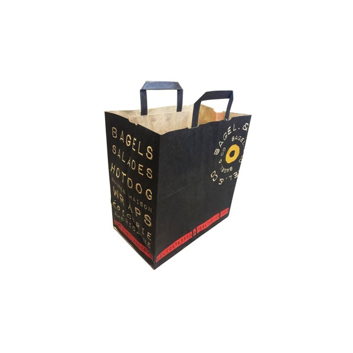 Sac cabas kraft plat personnalisé noir