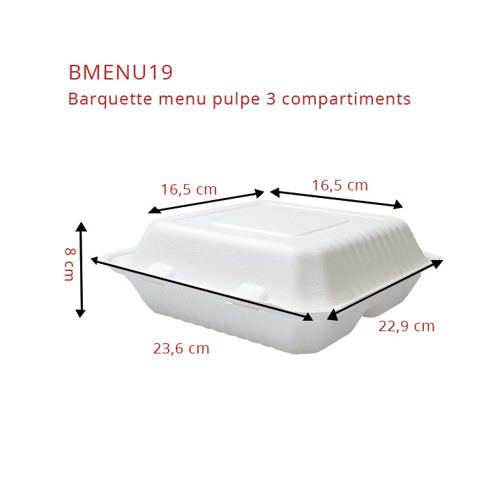 Barquette alimentaire pulpe compartimentée