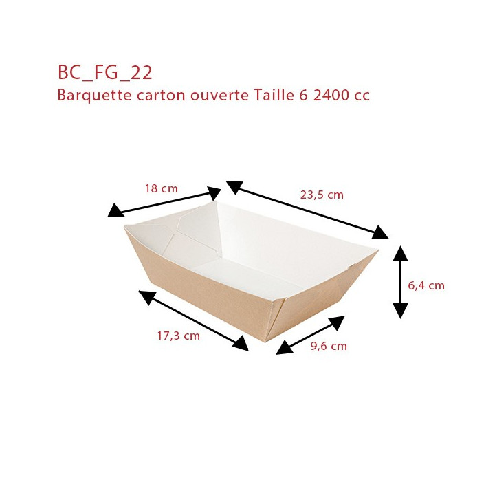 Barquette-carton-ouvert-2400-cc dimensions
