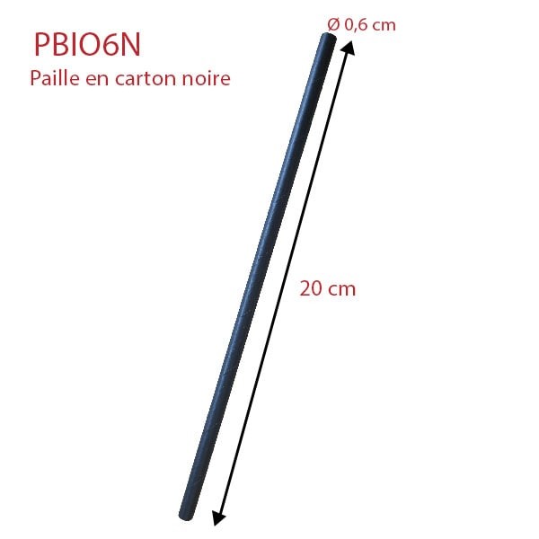 Pailles En Papier Biodégradables 15 Cm - Lot De 250, Diamètre 7 Mm, Noir, Pour Cocktails Et Boissons Froides