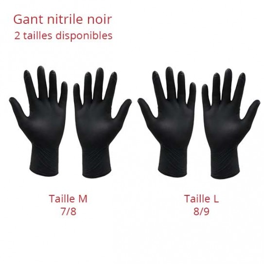 Gants jetables nitrile 5 gr noir non poudrés - boîte de 100 gants Taille -  M - 7/8