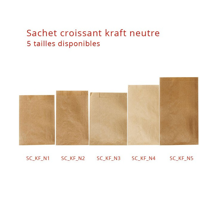 Sac croissant kraft brun tailles