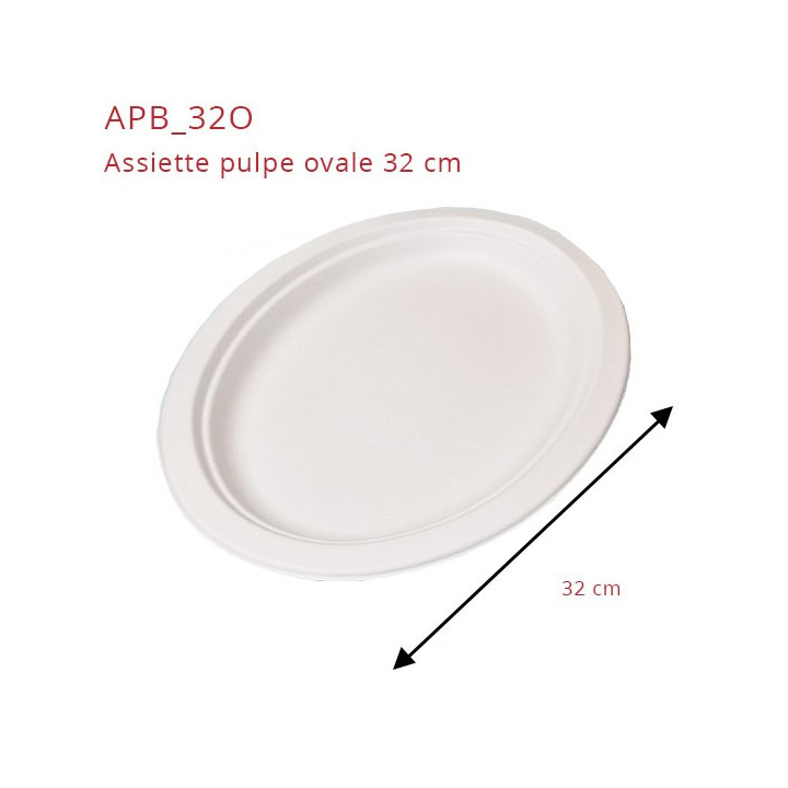 Assiette pulpe de canne-ovale-32-cm dimensions