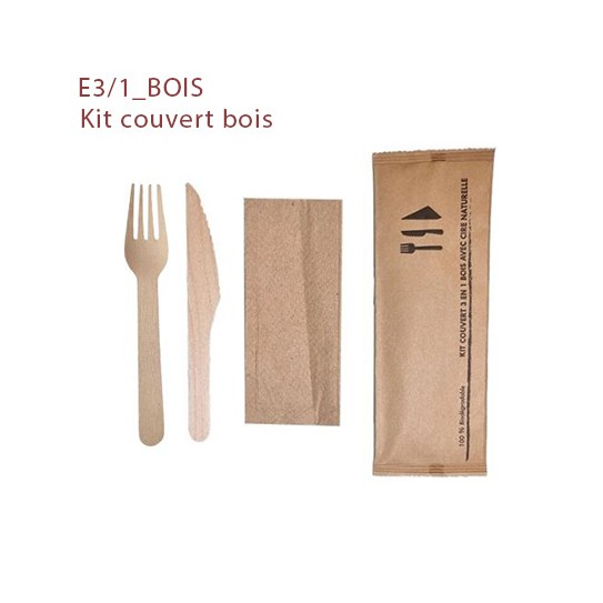 Kit Couverts bois 3 en 1 - Le Bon Emballage