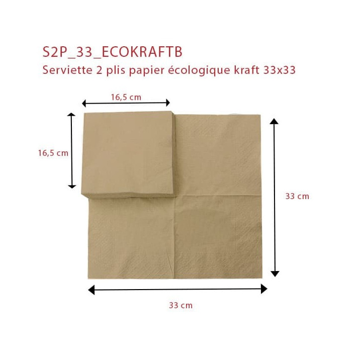 Serviette papier écologique 2 plis 33x33
