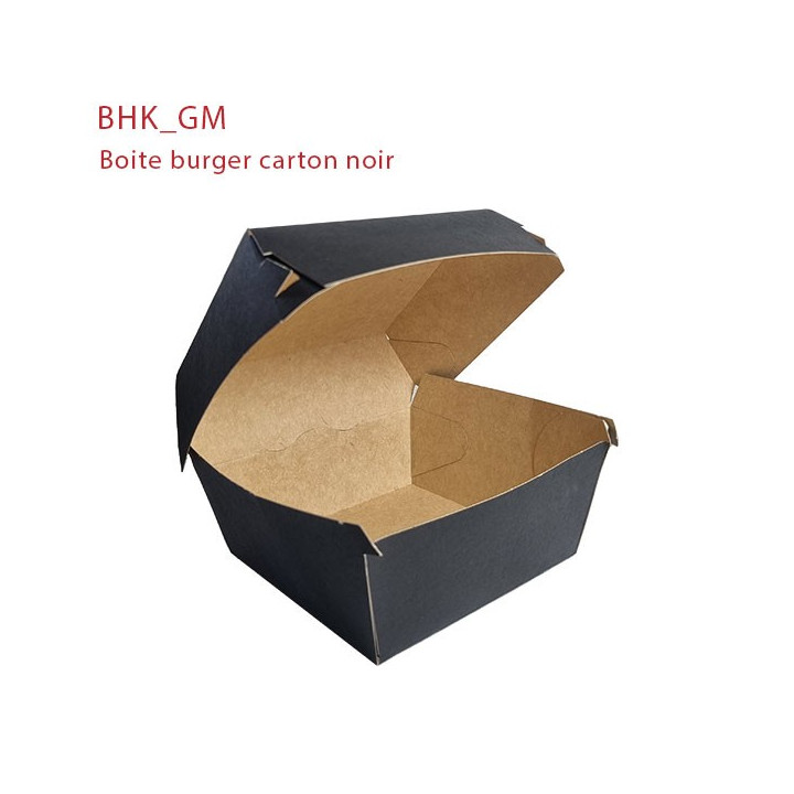 Boite burger carton noir ouverte
