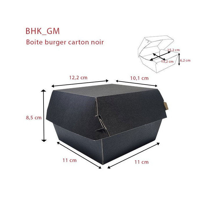 Boite burger carton noir dimension