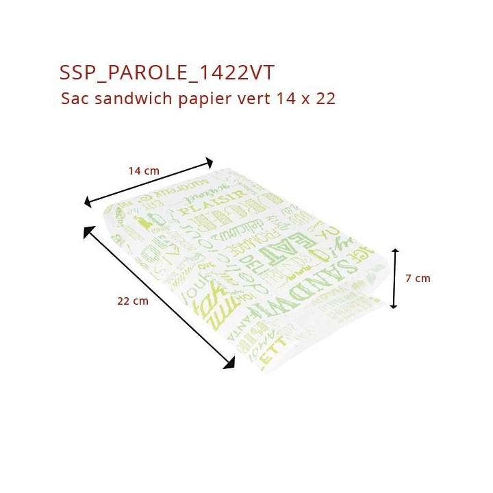 Sac Sandwich Papier Vert 14x22