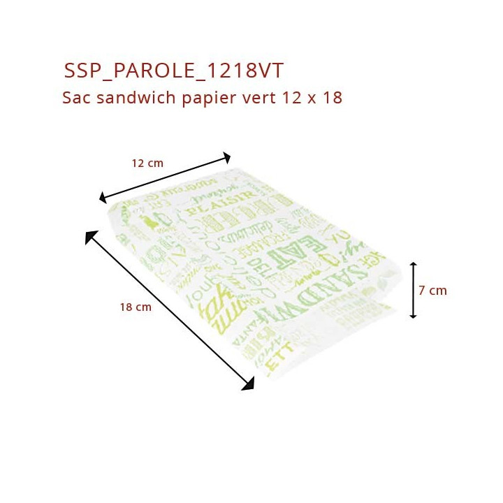 Sac Sandwich Papier Vert 12x18