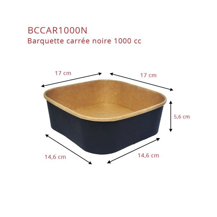 barquette carton carrée noire 1000 cc
