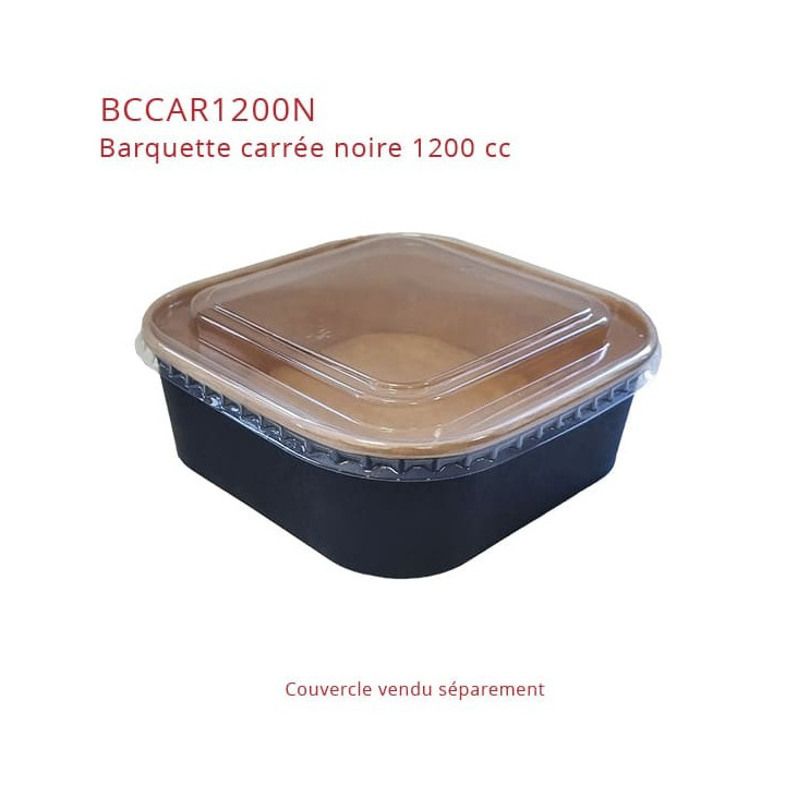 Barquette carton carrée noir et kraft BCCAR1200N