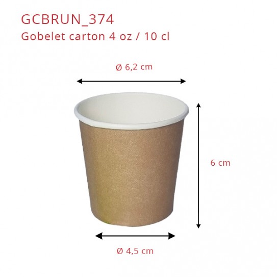 Gobelet Carton Brun 10 cl - Kraft Biodégradable - Lot de 100 - LE