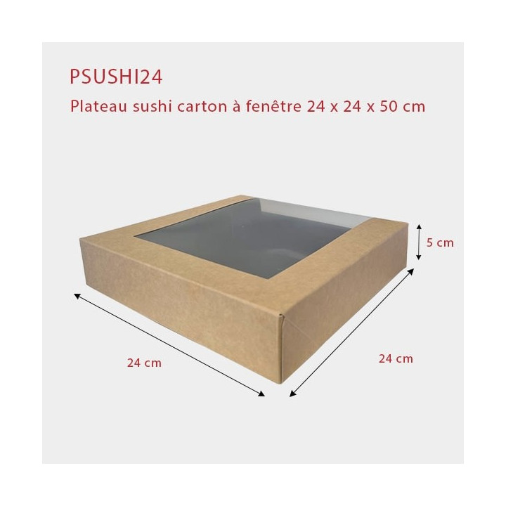 Plateau sushi carton fenêtre dimension PSUSHI24