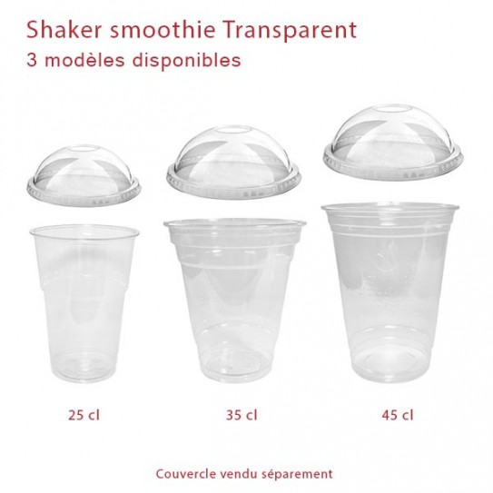 Shakers / Gobelet pour smoothies 30/40 cl en plastique recyclé avec son  couvercle pour professionnels de la restauration et de la vente à emporter