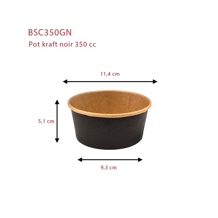pot carton kraft noir 350 cc dimension