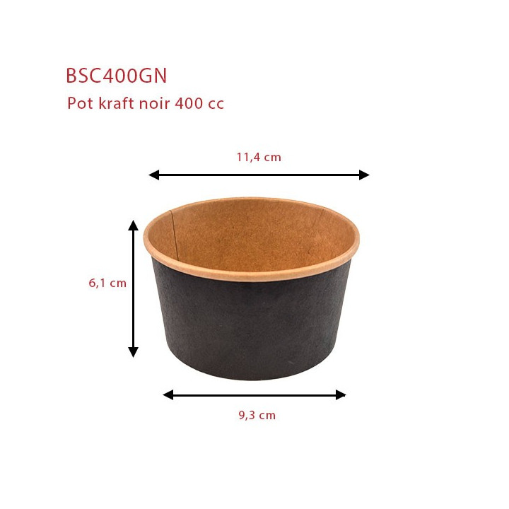 pot carton kraft noir 400 cc dimensison