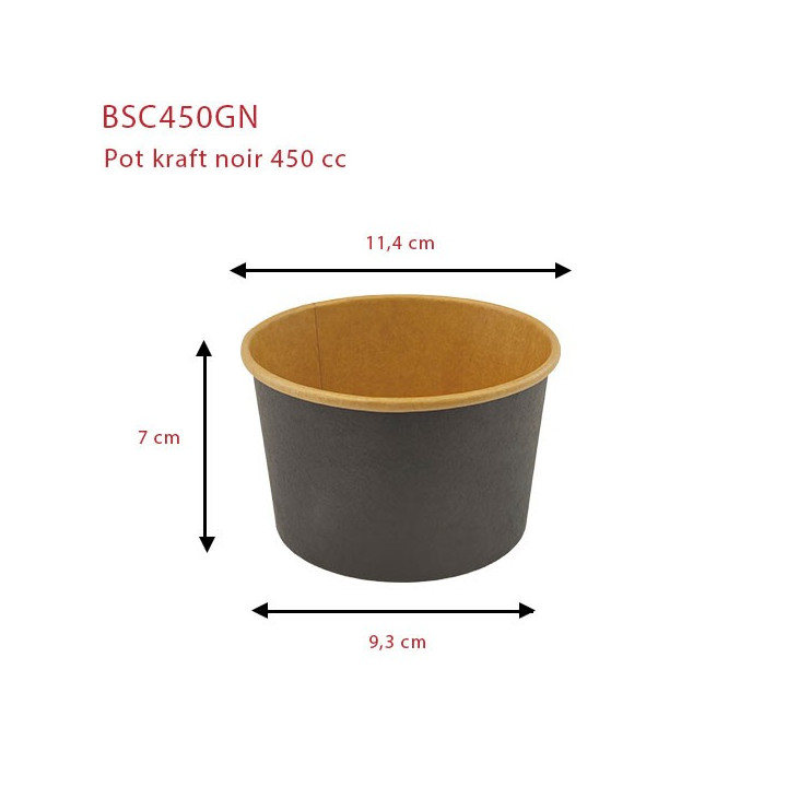pot carton kraft noir 450 cc dimensions