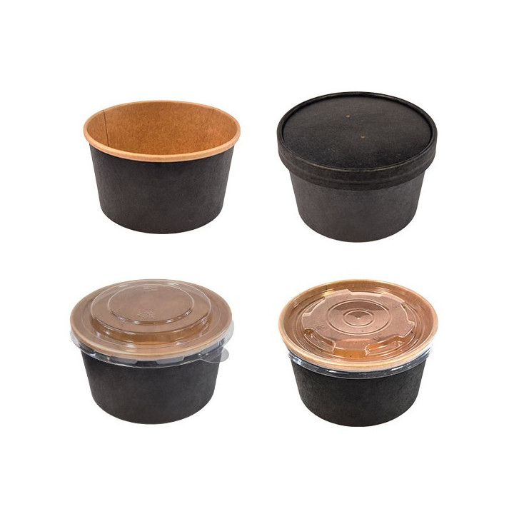 pot carton kraft noir couvercle