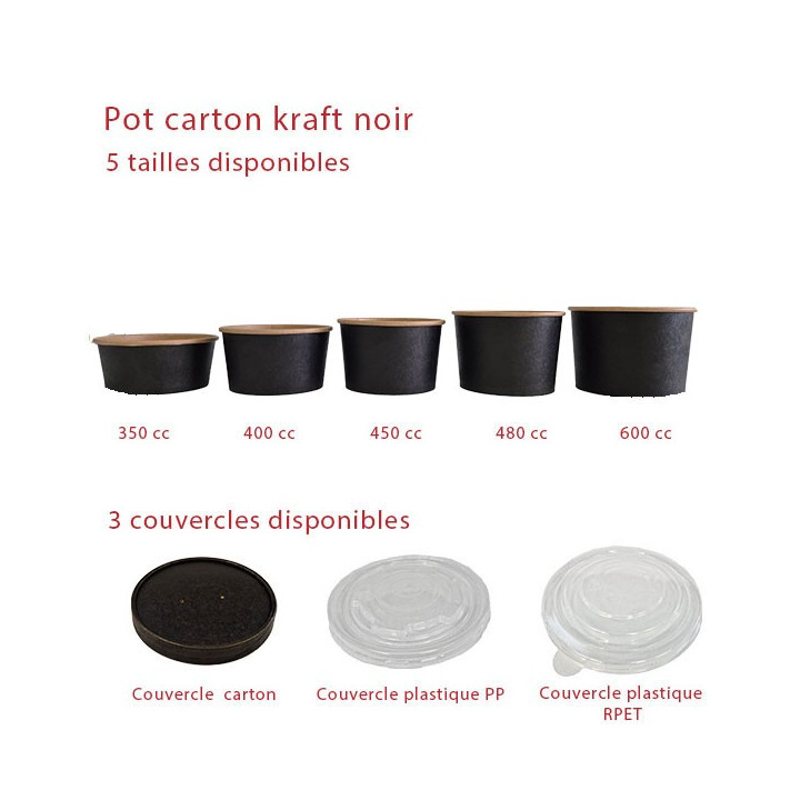 Pot en carton kraft noir - Le Bon Emballage