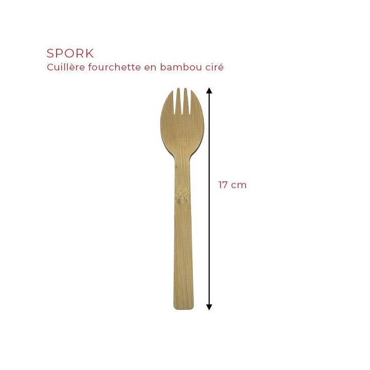 Cuillère fourchette bambou 17 cm