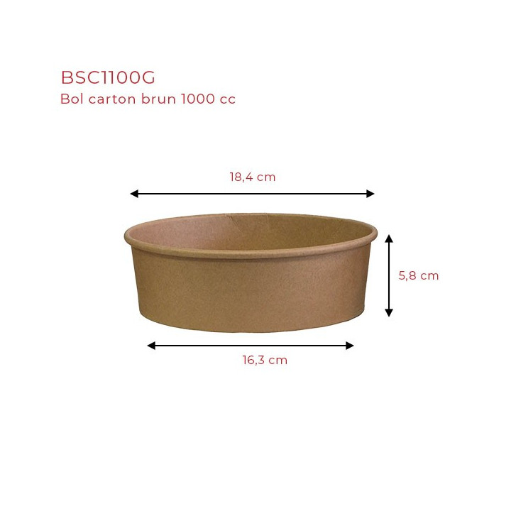 Bol Salade Carton Brun 1000 cc