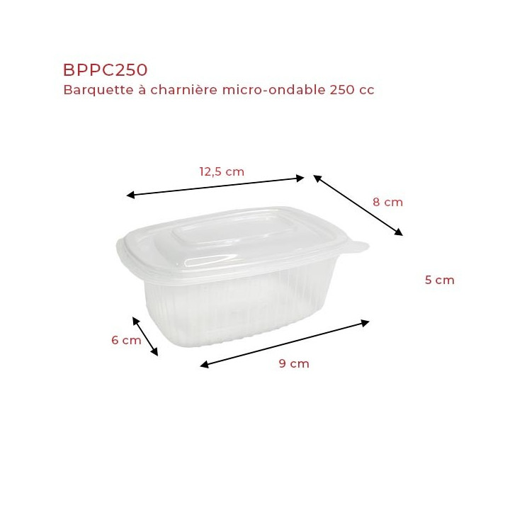 Barquette Charnière Micro-Ondable 250 cc dimensions