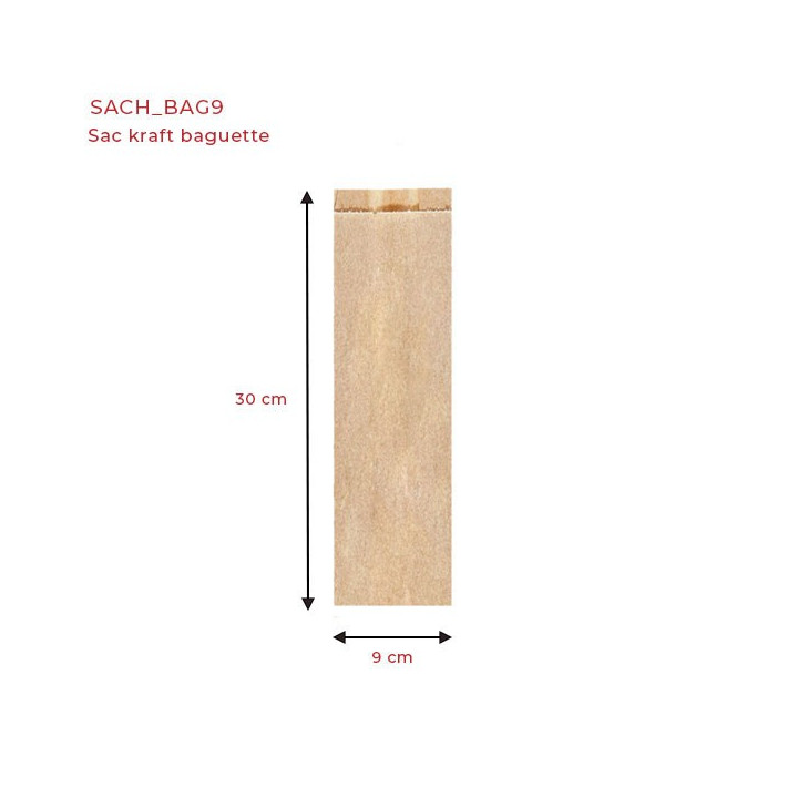 Sacs kraft baguette 9+4x30 dimensions