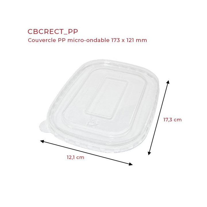 Couvercle plastique rectangle micro ondable PP dimensions