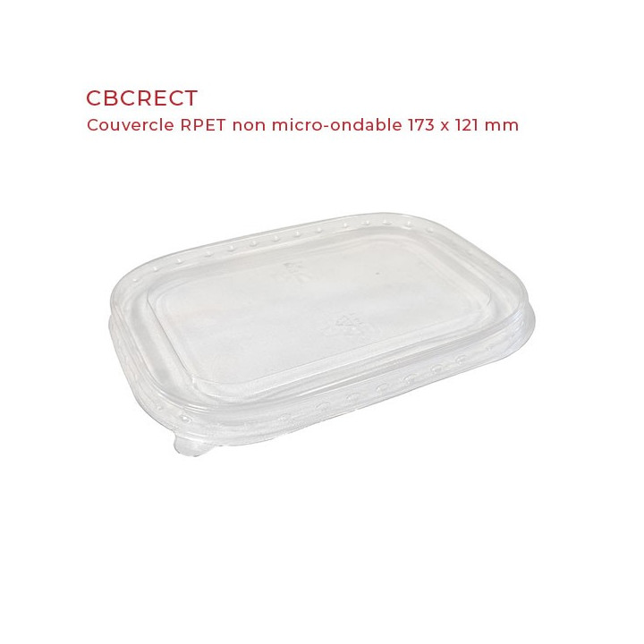 Couvercle plastique rectangle non micro ondable RPET