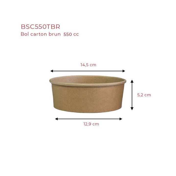 Bol carton rond 145 mm dimensions