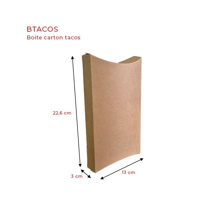 Boite en carton tacos kraft dimensions