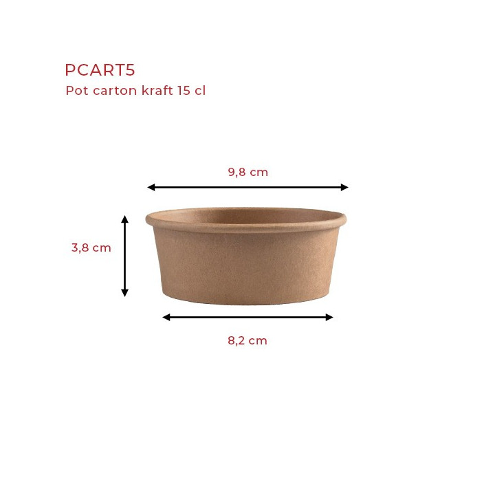 pot carton kraft PCART5 15cl dimension