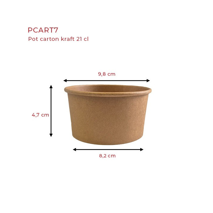 pot carton kraft PCART7 21cl dimensions