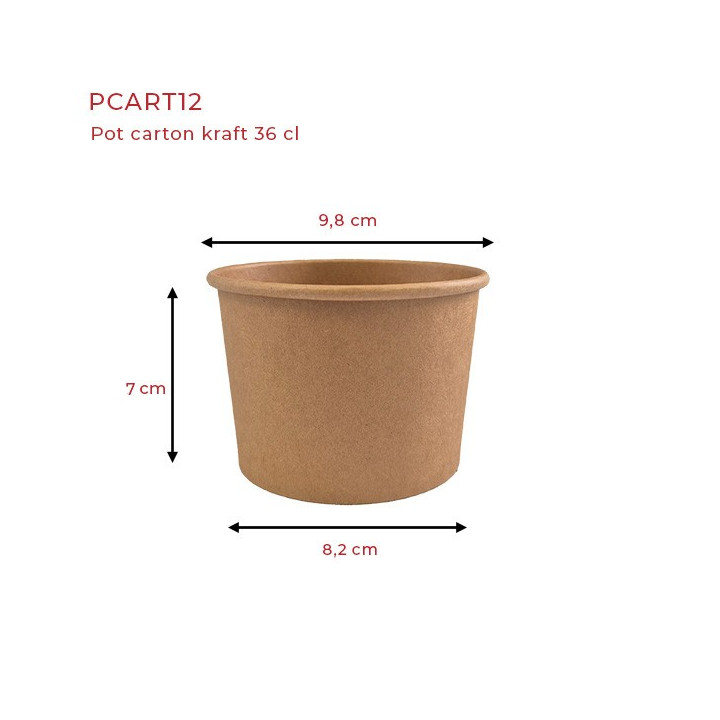 pot carton kraft  36 cl pcart12 dimensions