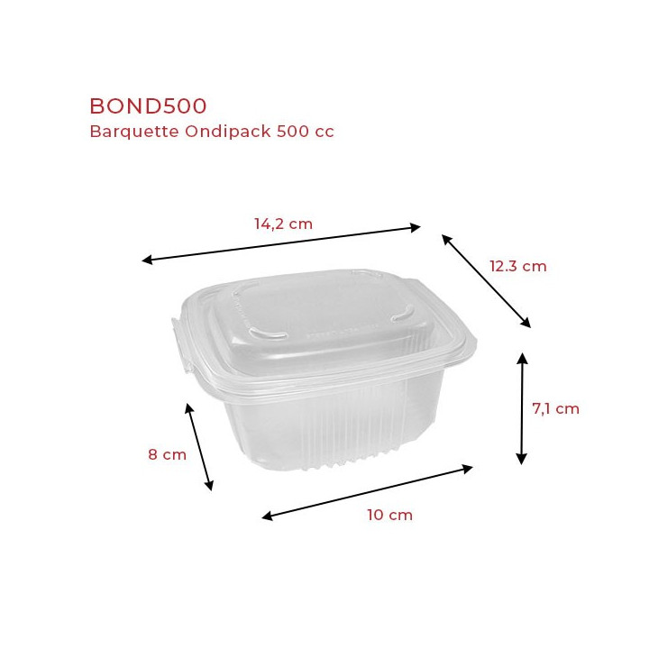 Barquette plastique Bond500 dimensions