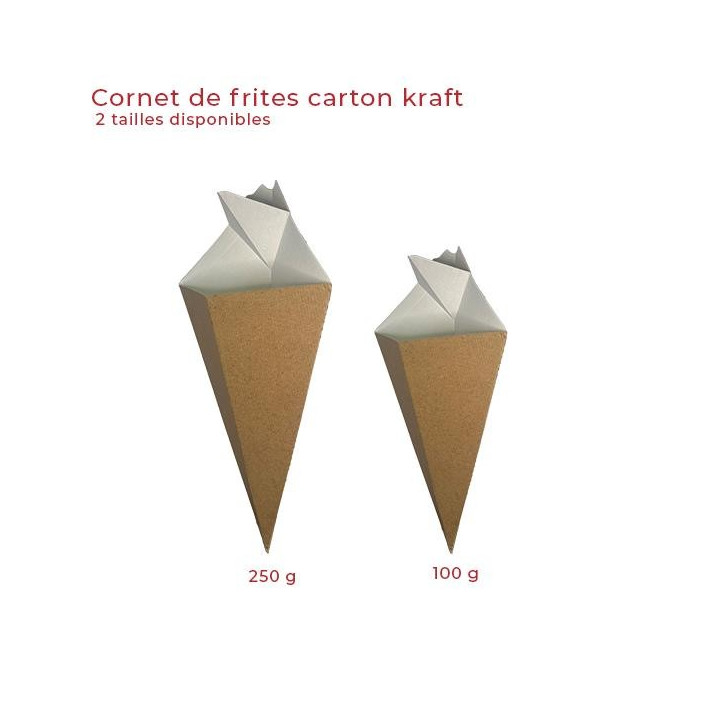 Le cornet à frites carton kraft - Le Bon Emballage