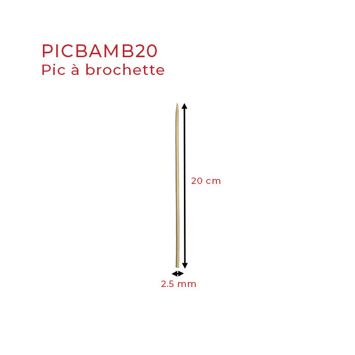Piques à brochette bambou 20 cm | Le Bon Emballage