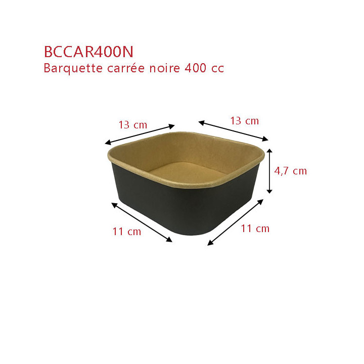 Barquette carton carrée noir kraft - Le Bon Emballage