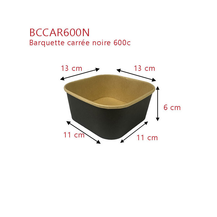Barquette carton carrée noir kraft - Le Bon Emballage