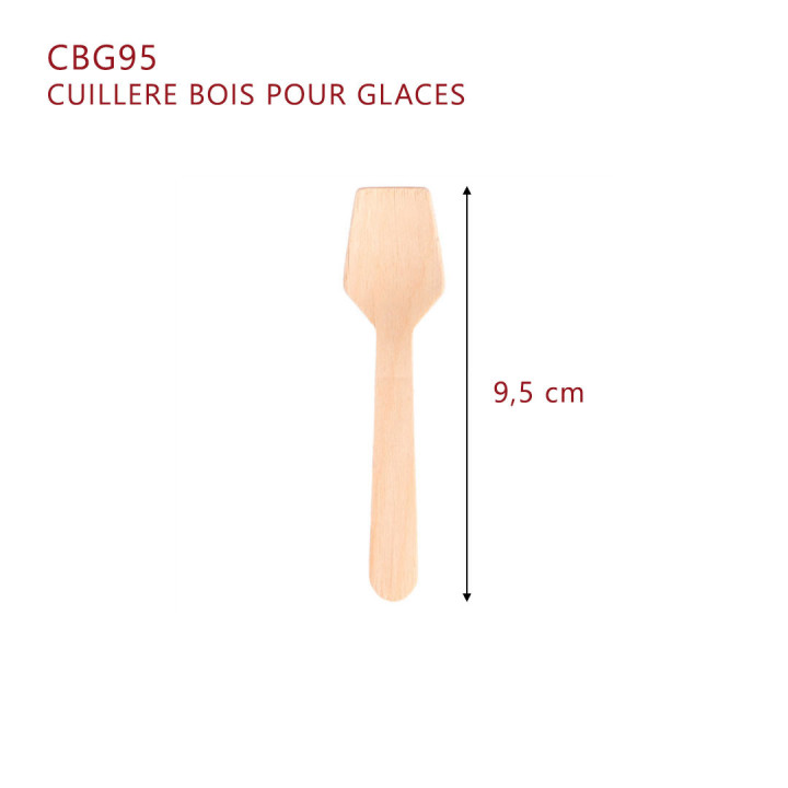 Cuillère bois pour glace dimension