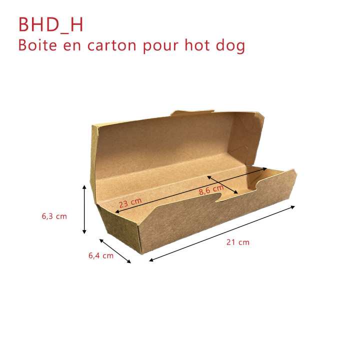 boite-hot-dog ouverte-dimension