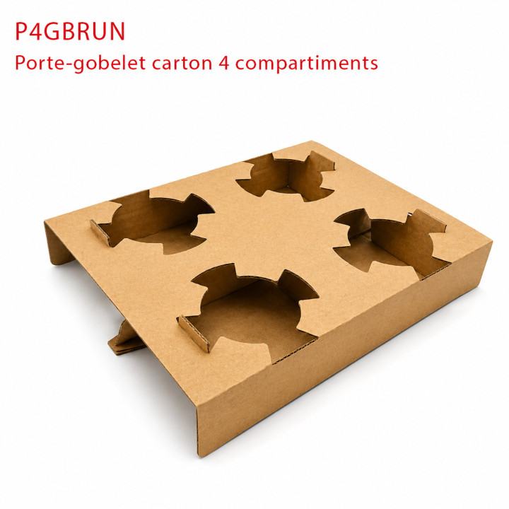 Porte gobelet 4 compartiments carton P4GBRUN