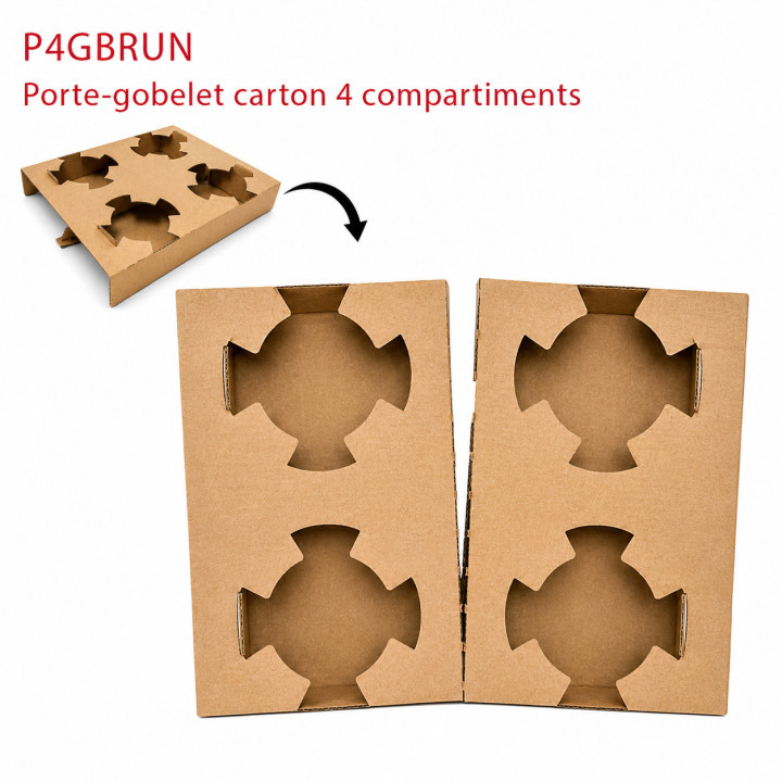 Porte gobelet 4 compartiments carton séparable