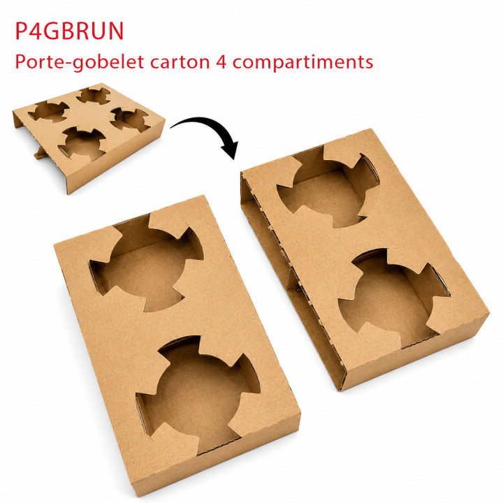 Porte gobelet 4 compartiments carton