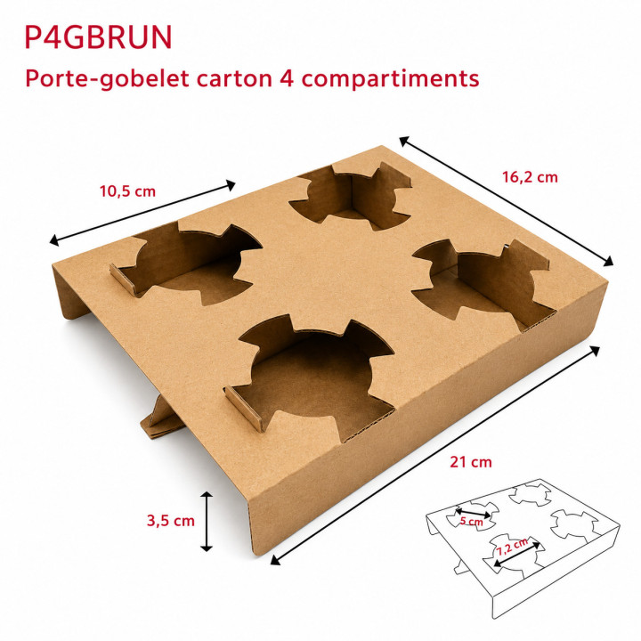 Porte gobelet 4 compartiments carton dimension