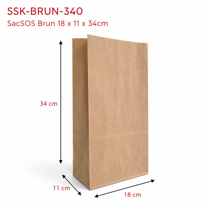 Sac Kraft brun SOS 340 dimensions